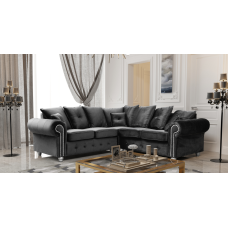 Athens Corner Sofa - Black Plush Velvet