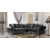 Athens Corner Sofa - Black Plush Velvet