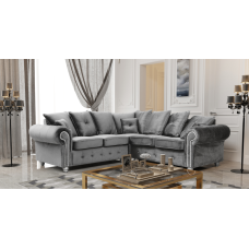 Athens Corner Sofa - Silver Grey Plush Velvet