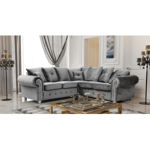 Athens Corner Sofa - Silver Grey Plush Velvet