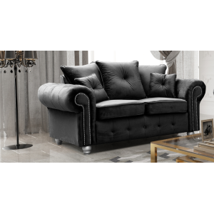 Athens 2 Seater Sofa - Black Plush Velvet