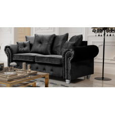 Athens 3 Seater Sofa - Black Plush Velvet