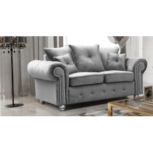 Athens 2 Seater Sofa - Silver Grey Plush Velvet
