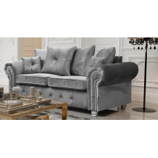 Athens 3 Seater Sofa - Silver Grey Plush Velvet