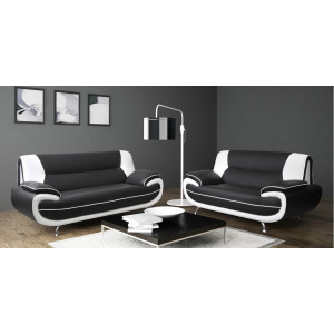 Bari 3+2 Seater Sofa Set Black-White