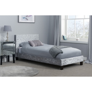 Hilton Single Steal Grey Crushed Velvet 90cm