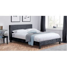 Hilton Small Double Bed - Black Crushed Velvet 120cm
