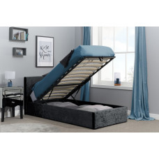 Hilton Single Ottoman Black Crushed Velvet 90cm