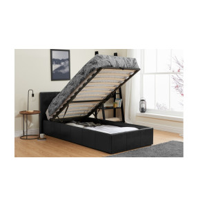 Hilton Single Ottoman Black PU 90cm