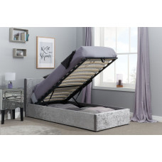 Hilton Single Ottoman Bed Steel Crushed Velvet 90cm