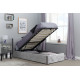 Hilton Single Ottoman Bed Steel Crushed Velvet 90cm