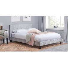 Hilton Double Bed - Steel/Grey Crushed Velvet 135cm