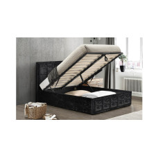 Osaka Ottoman Small Double Bed - Black Crushed Velvet