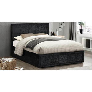 Osaka  Double Bed - Black Crushed Velvet