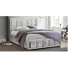 Osaka Small Double Bed - Steel Crushed Velvet