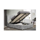 Osaka Ottoman Small Double Bed - Steel Crushed Velvet