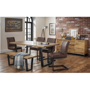 Brooklyn Solid Oak Dining Table + Bench + 4 Chairs Set