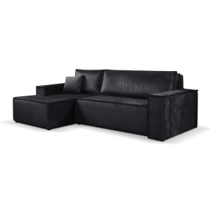 Calix black left hand facing chaise corner sofa bed