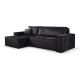 Calix black left hand facing chaise corner sofa bed