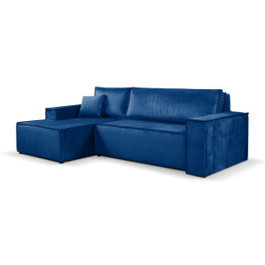 Calix blue left hand facing chaise corner sofa bed