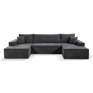 Calix U shaped black corner sofa bed