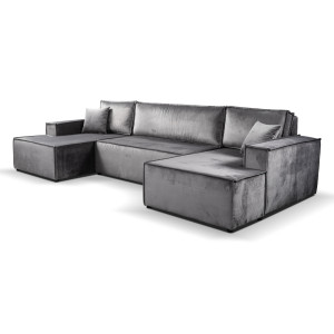 Calix U shaped graphite corner sofa bed