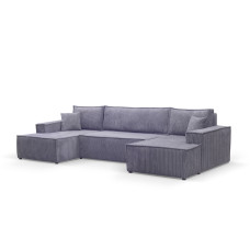 Calix U shaped grey cord corner sofa bed