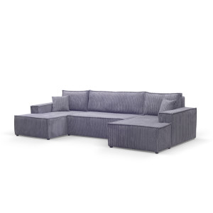 Calix U shaped grey cord corner sofa bed