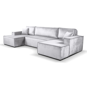 Calix U shaped silver corner sofa bed
