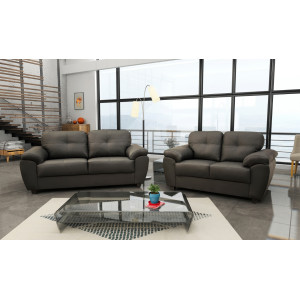 Capri 3+2 Seater Black Leather Sofa 