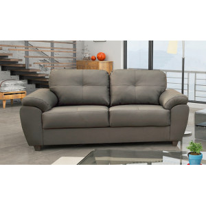 Capri 3 Seater Black Leather Sofa 