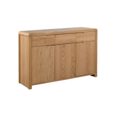 Curve Oak Natural Lacquered 3 Door 3 Drawer Sideboard