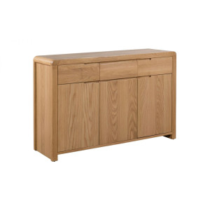 Curve Oak Natural Lacquered 3 Door 3 Drawer Sideboard