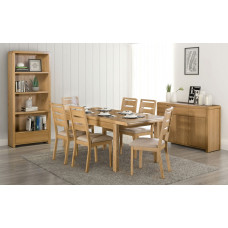 Curve Oak Natural Lacquered Extending Dining Table + 4 Chairs Set