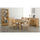 Curve Oak Natural Lacquered Extending Dining Table + 6 Chairs Set