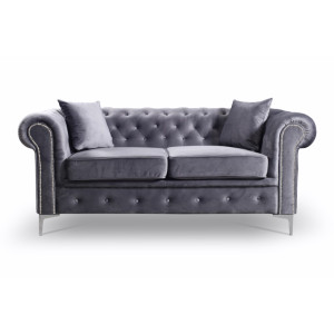 Enchanted Grey Plush 2 Seater Sofa