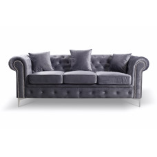 Enchanted Grey Plush 3 Seater Sofa