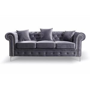 Enchanted Grey Plush 3 Seater Sofa