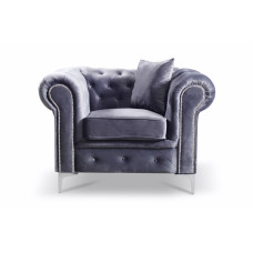 Enchanted Grey Plush Club Chair 