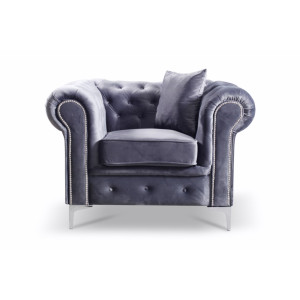 Enchanted Grey Plush Club Chair 