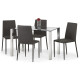Enzo Chrome & Glass Compact Dining Table + 4 Jazz Slate Grey Chairs Set