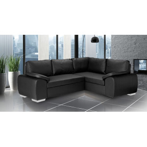Madrid 2CR1 Right Corner Sofa Bed Black PU