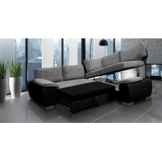 Madrid 2CR1 Right Corner Sofa Bed Black and Grey
