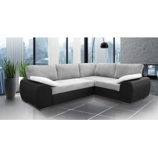 Madrid 2CR1 Right Corner Sofa Bed Black and Silver PU