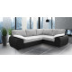 Madrid 2CR1 Right Corner Sofa Bed Black and Silver PU