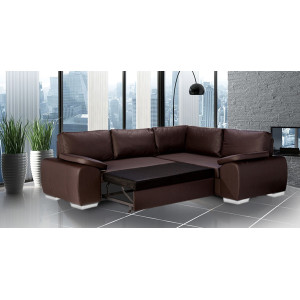 Madrid 2CR1 Right Corner Sofa Bed Brown PU