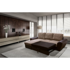Monza Left Corner Sofa Bed Brown