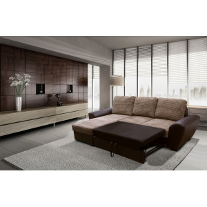 Monza Left Corner Sofa Bed Brown