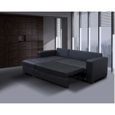 Monza II Left Corner Sofa Bed Black PU