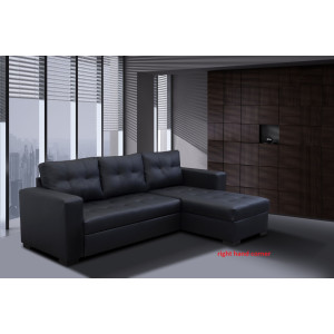 Monza II Right Corner Sofa Bed Black PU